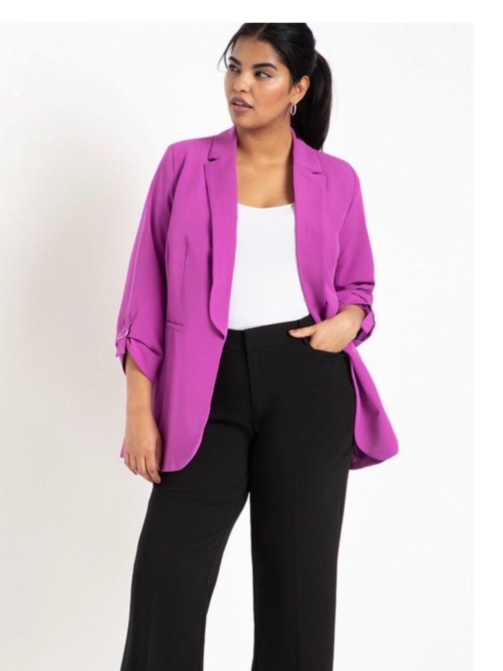 Eloquii Bold Fuchsia Open-Front Blazer